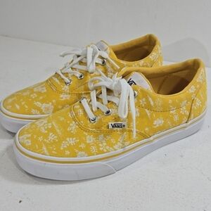 VANS Doheny Tropics Skater Shoe Yellow/White - Lace-Up Womens 7.5